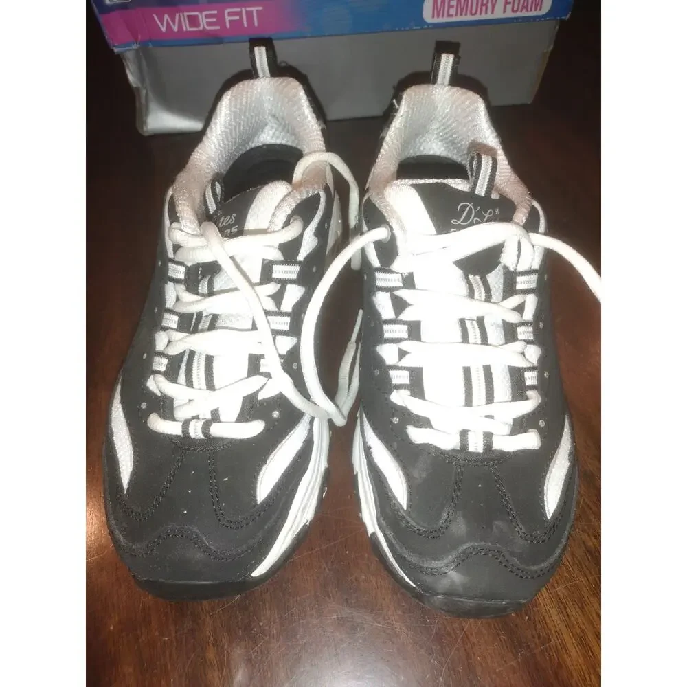 Skechers Wide Fit Black Dlites Shoe Women Sport Comfort Casual Memory Foam 11930